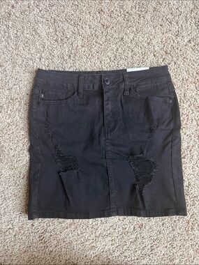 Judy Blue Black Distressed Denim Mini Skirt